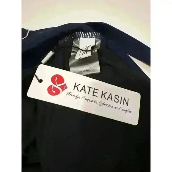 Navy Tummy Control V-Neck Ruched Tie Knot Skirt Swimdress Swimsuit NWT Size XL - Picture 10 of 10